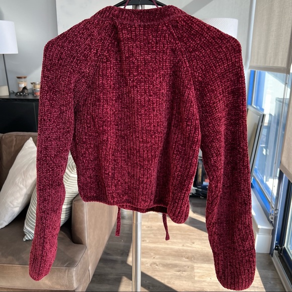 PacSun, LA Hearts Suede Burgundy, Knit sweater w/ front lace, XS - Picture 2 of 5